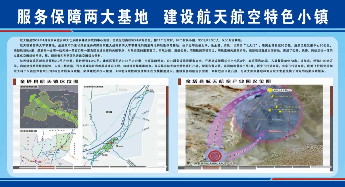 金塔县航天镇与航天航空产业园区位图展板